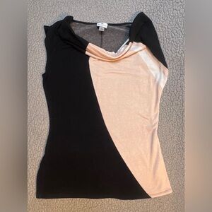 Worthington Sleeveless Blouse Womens Size Small Black And Tan